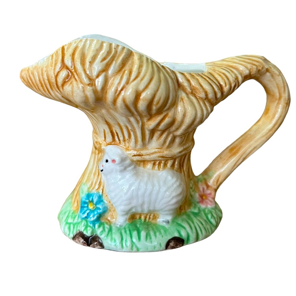 Vintage Mercuries Country Farm Ceramic Sheep Pitcher  3” Tall 1994